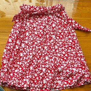 Talbots Red and White Floral A-Line Skirt With Pockets